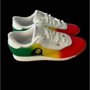 Bob Marley Rasta Striped Sneakers Red Yellow Green